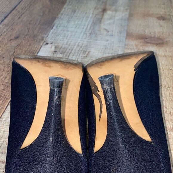 Yves Saint Laurent: elegant black satin pumps with rhinestoned bubble from 1980s - Picture 8 of 10